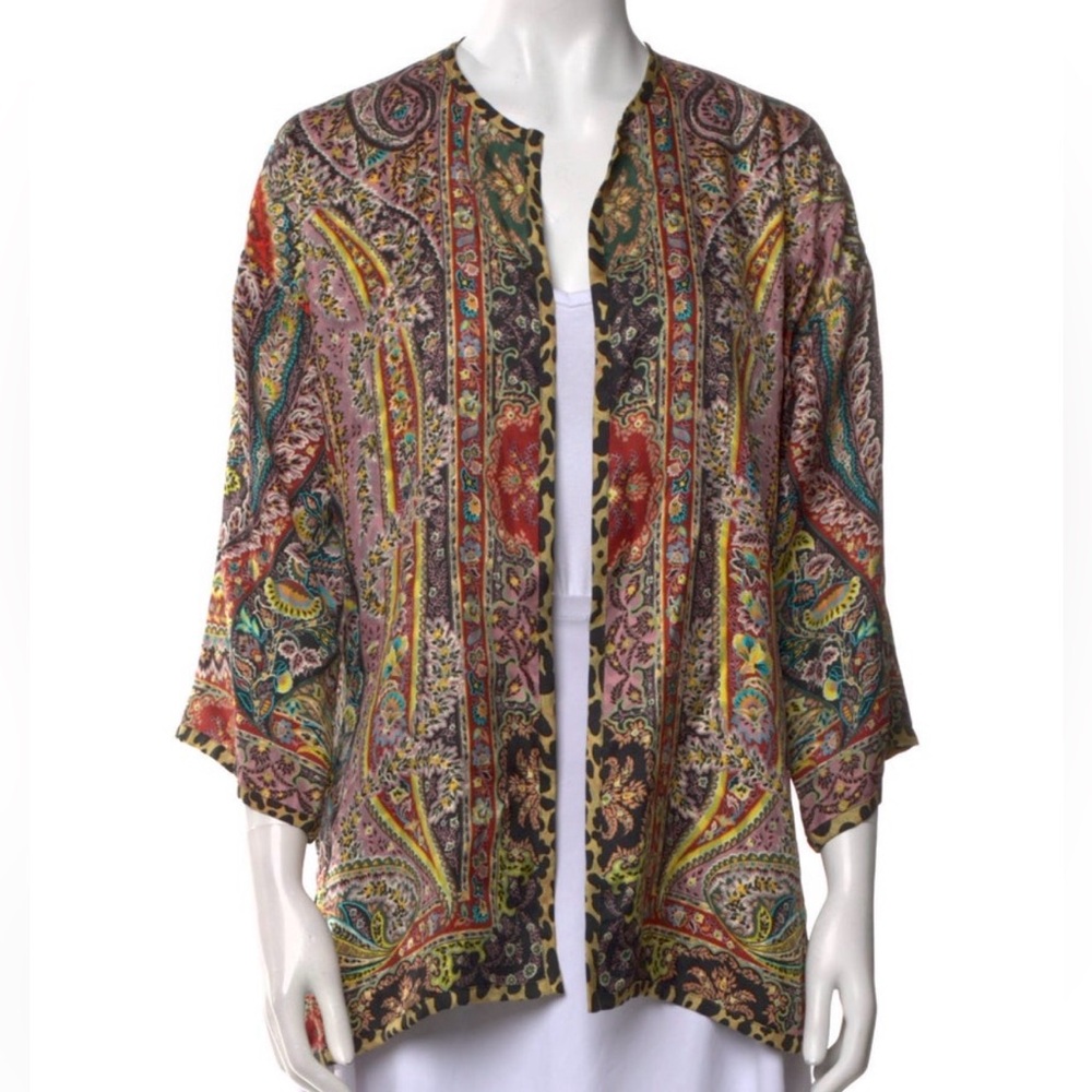 Etro Colorful Reversible Silk Print Jacket M - Picture 7 of 8
